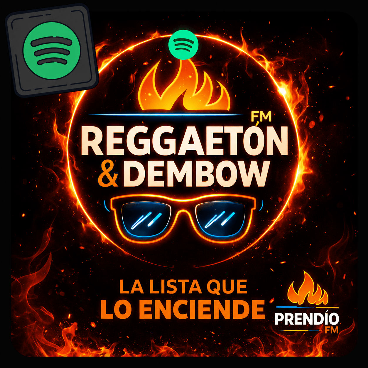 Portada de la playlist Reggaetón & Dembow de PrendioFM